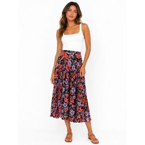 Abel the Label Anthropologie Womens XS Floral Rayon Maxi Skirt Tiered Boho Chic